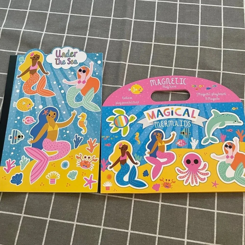 Kids Toys Mermaid Magnets and Play Board Book Stickers SET